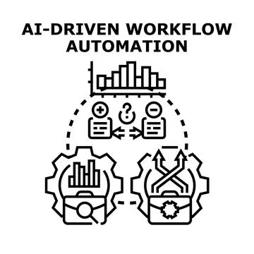 Ai driven workflow automation optimizing business processes 库存插图