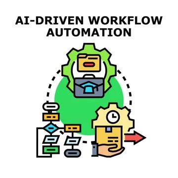 Ai driven workflow automation process optimization concept 스톡 일러스트