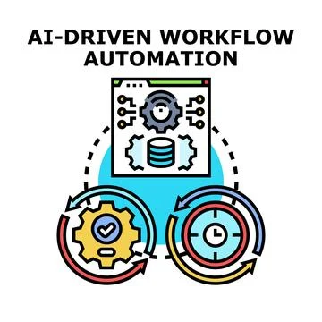 Ai driven workflow automation system developing efficient processes Stock Illustration
