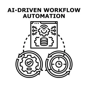 Ai driven workflow automation system developing efficient processes Illustrazione stock