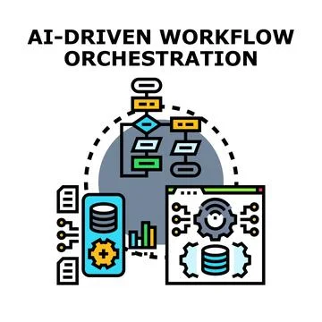 Ai driven workflow orchestration process automation concept 스톡 일러스트