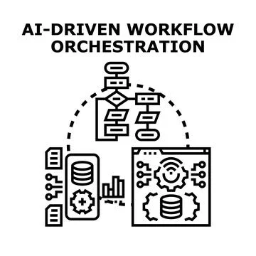 Ai driven workflow orchestration process automation concept Stock Illustration