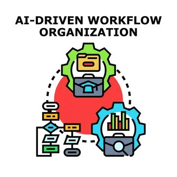 Ai driven workflow organization and automation concept Stock Illustration
