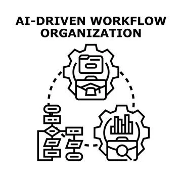 Ai driven workflow organization and automation concept Stock Illustration