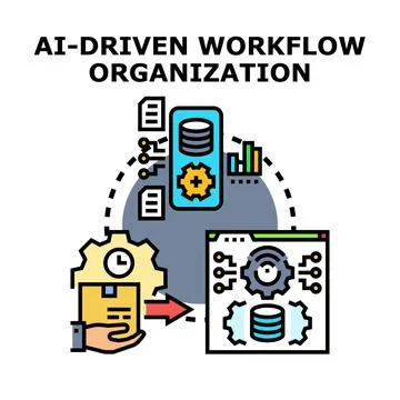 Ai driven workflow organization process automation technology Illustrazione stock