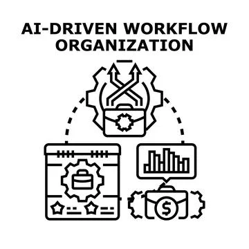 Ai driven workflow organization process diagram Stock Illustration