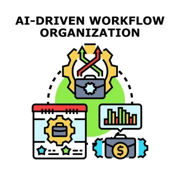 Ai driven workflow organization process diagram Stock Illustration