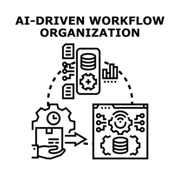 Ai driven workflow organization process automation technology Illustrazione stock