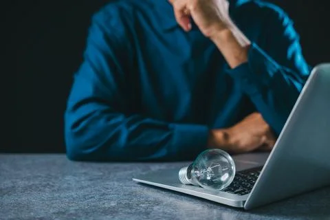 Ai drives creative future technology innovation, bright lightbulb represent.. Фото