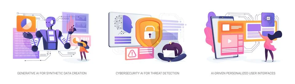 AI Driving Data, Security, and User Experience abstract concept vector Stock Illustration