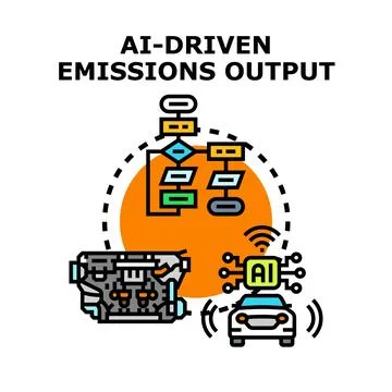 Ai driving engine emissions output optimization process Stock Illustration