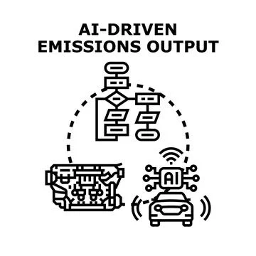 Ai driving engine emissions output optimization process Stock Illustration