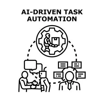 Ai driving task automation and human collaboration Stock Illustration