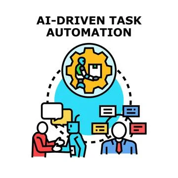 Ai driving task automation and human collaboration Stock Illustration