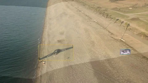 AI Drone Tracking Fixed Wing UAV Coastal Flight Aerial Stock Footage 306407685