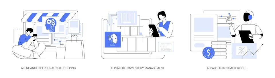 AI in E-commerce abstract concept vector illustrations. イラスト素材