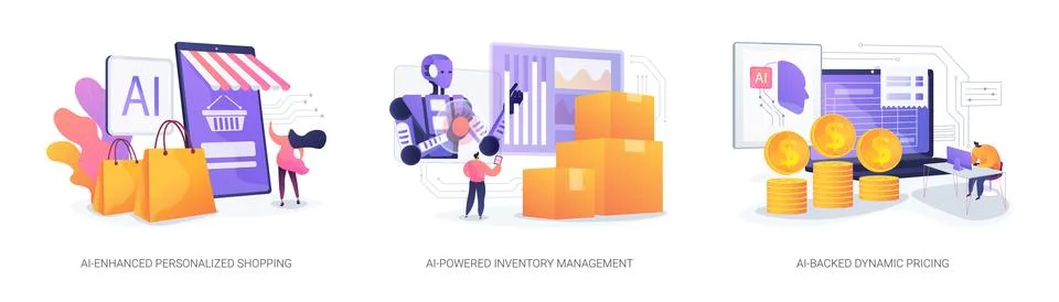 AI in E-commerce abstract concept vector illustrations. Stockillustratie