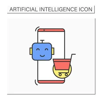 Ai in e-commerce color icon イラスト素材