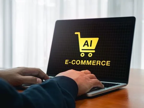 AI E-commerce concept. Artificial intelligence service support tools for ec.. Foto stock