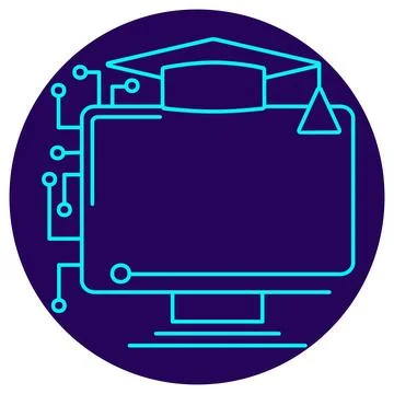 AI E-learning Platform icon. Vector thin line illustration Stock Illustration