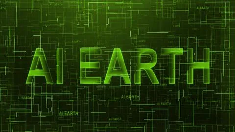 AI Earth text technology data line glowing green Stock Illustration