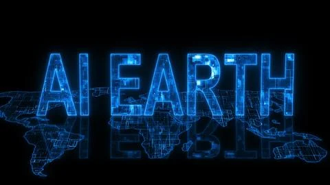 AI earth text technology earth map glow Stock Illustration