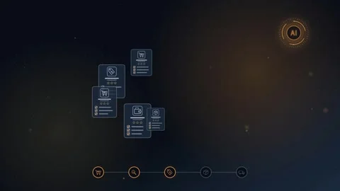 AI Ecommerce Workflow Animation Digital Interface Graphic Futuristic UI Stock Footage 347283764