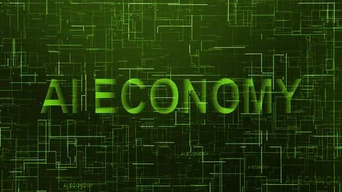 AI Economy text technology data line green Stock Illustration