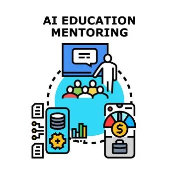 Ai education and mentoring program vector concept Stock Illustration