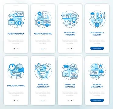 AI in education with blue linear concepts Stock Illustration