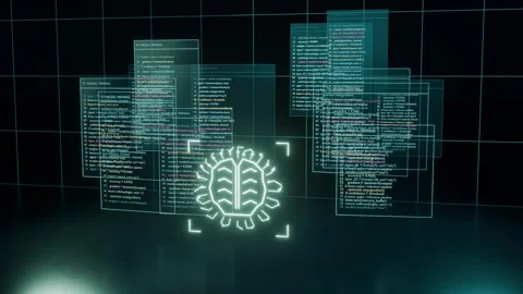 AI education code programming tech bg seamless looped animation 動画素材 344985230