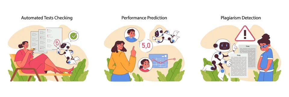 AI in education illustration. Flat vector illustration Illustrazione stock