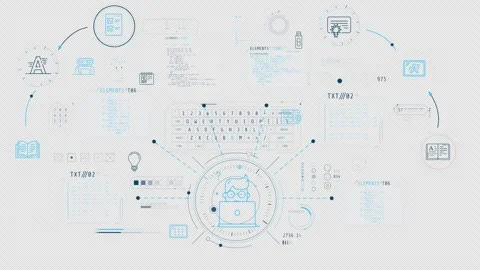 AI in Education infographics in animated schema. Stock Footage 297595372