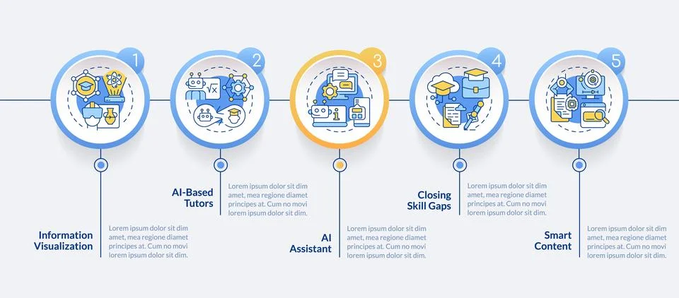 AI in education layout with thin linear icons Stock Illustration