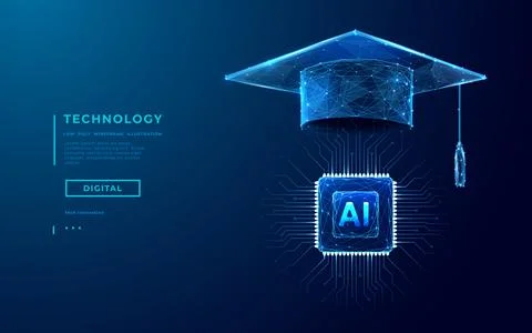 AI education or machine learning background. Abstract digital tech bg Stock Illustration