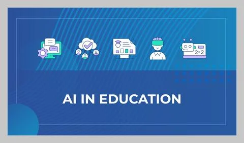 AI education presentation slide template Ilustração Stock