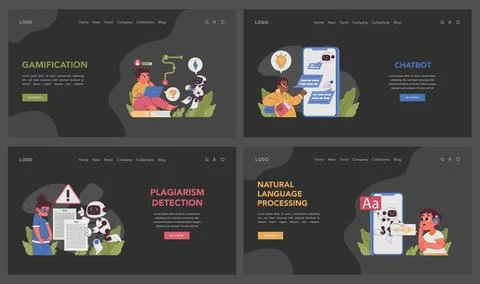 AI in Education set. Flat vector illustration イラスト素材
