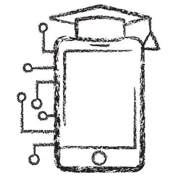 AI education vector icon. Smartphone with graduation cap and circuits Stock Illustration