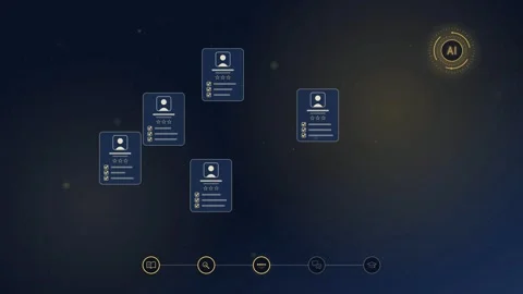 AI Education Workflow Animation Dark Background with User Profiles Animated Stock Footage 347283791
