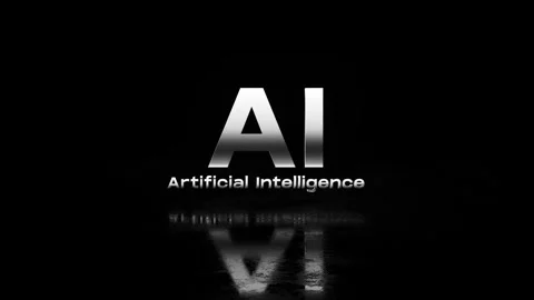 AI Electric Text Reveal Animation on Black Background Stock Footage 337028635