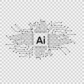 Ai electronic circuit, Artificial intelligence Stock Illustration