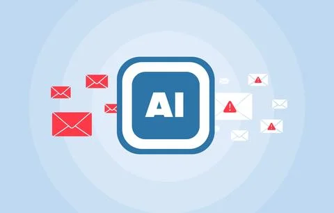 AI email filtering system detecting spam, phishing and unwanted messages Stock Illustration