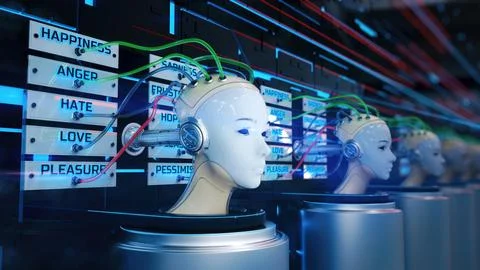AI Emotion Neural Interface: Futuristic Laboratory Stock Illustration