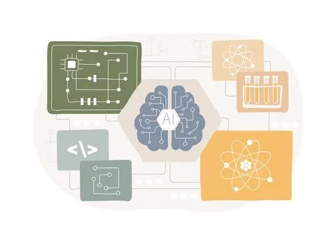 AI-Enabled Cross-Disciplinary Collaboration abstract concept vector illustration Stock Illustration