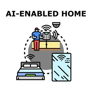 Ai enabled home management system automating smart living Stock Illustration