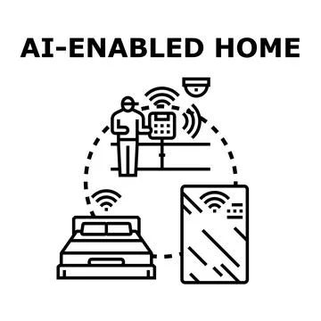 Ai enabled home management system automating smart living Stock Illustration