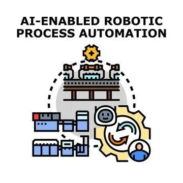 Ai enabled robotic process automation technology concept Illustrazione stock