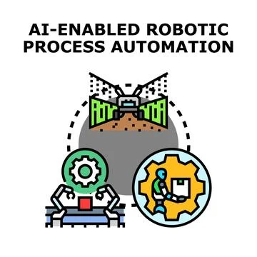 Ai enabled robotic process automation concept vector Illustrazione stock