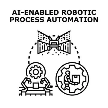 Ai enabled robotic process automation concept vector Stock Illustration