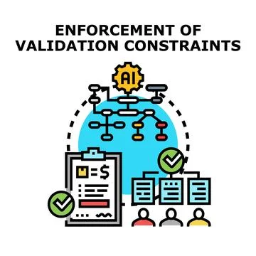 Ai enforcing validation constraints and compliance process Иллюстрация